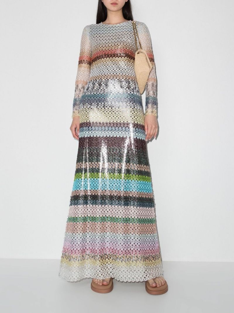 Metallic Striped Crochet Dress