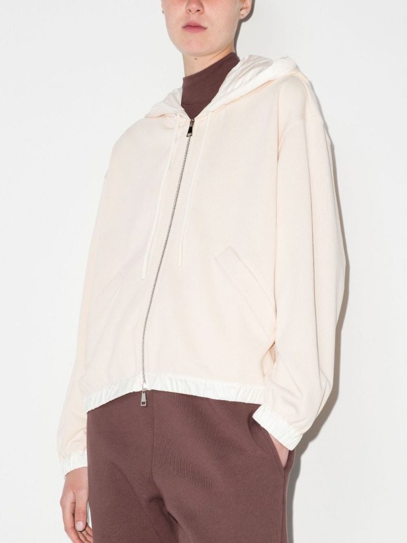 Zip-up Embroidered Logo Oversized Hoodie