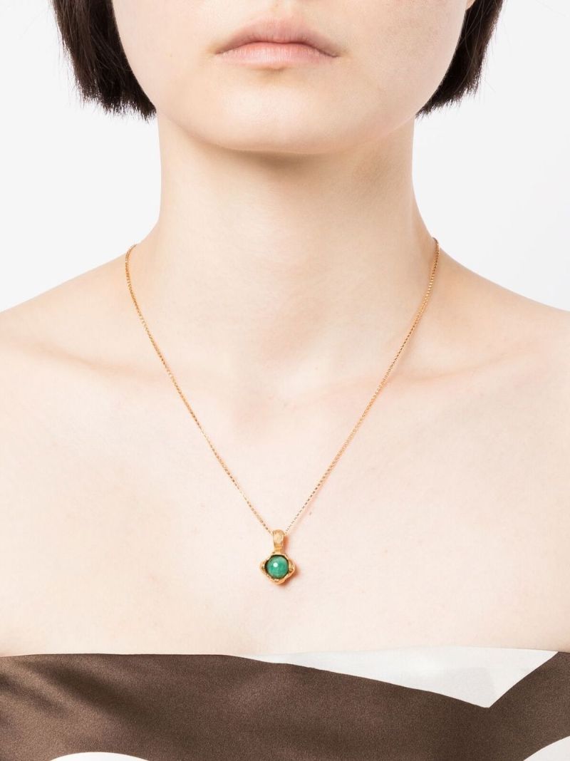 Gold-plated the Eye of the Storm Emerald Pendant Necklace