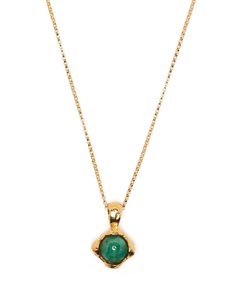 Gold-plated the Eye of the Storm Emerald Pendant Necklace