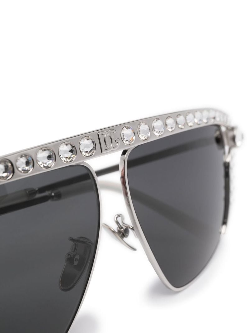 Silver-tone Crystal Embellished Sunglasses
