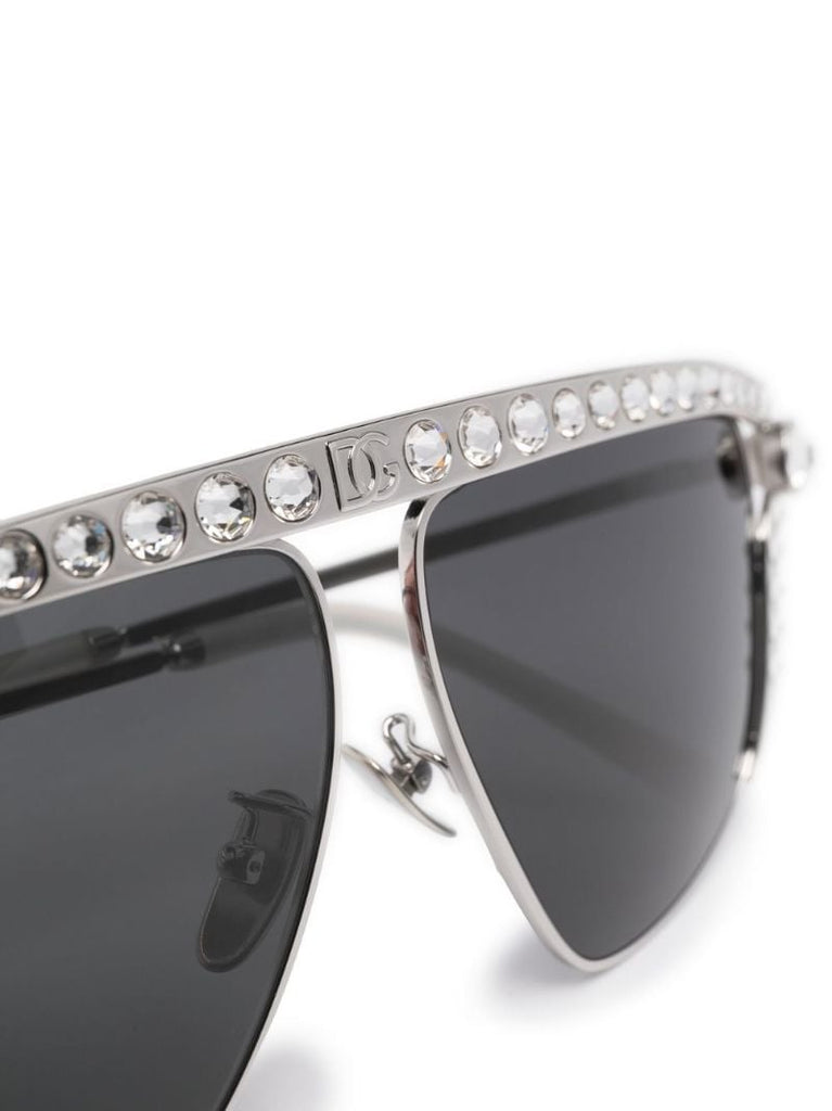 Silver-tone Crystal Embellished Sunglasses