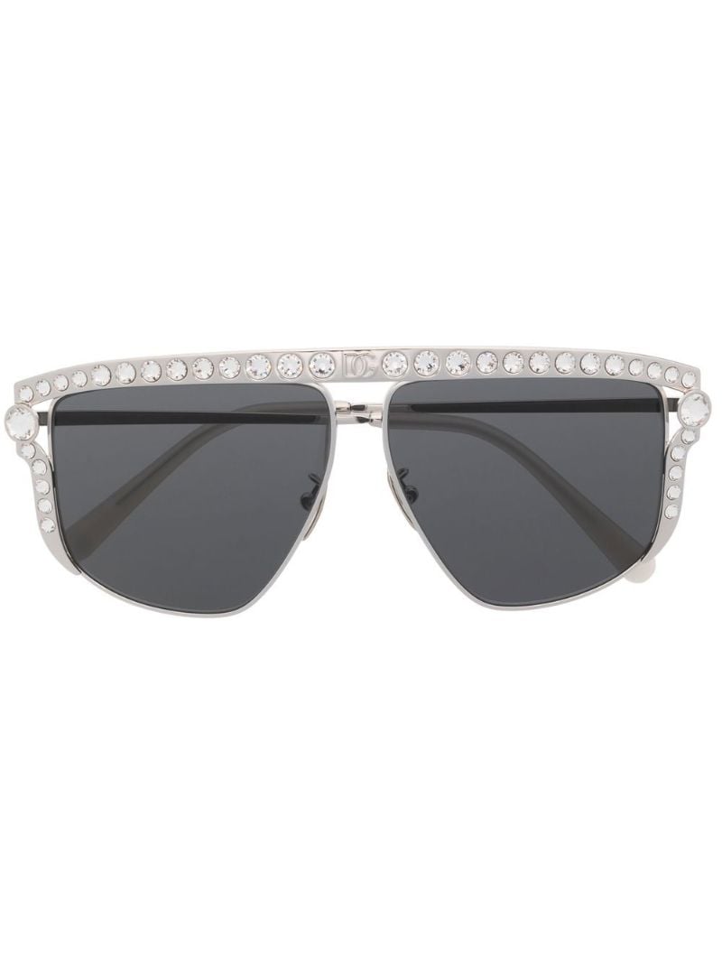 Silver-tone Crystal Embellished Sunglasses