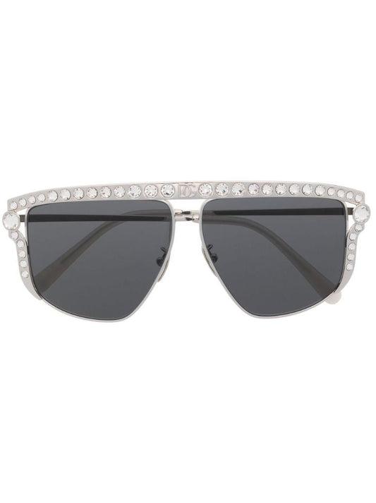 Silver-tone Crystal Embellished Sunglasses
