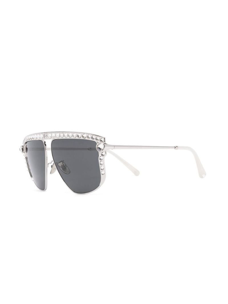Silver-tone Crystal Embellished Sunglasses
