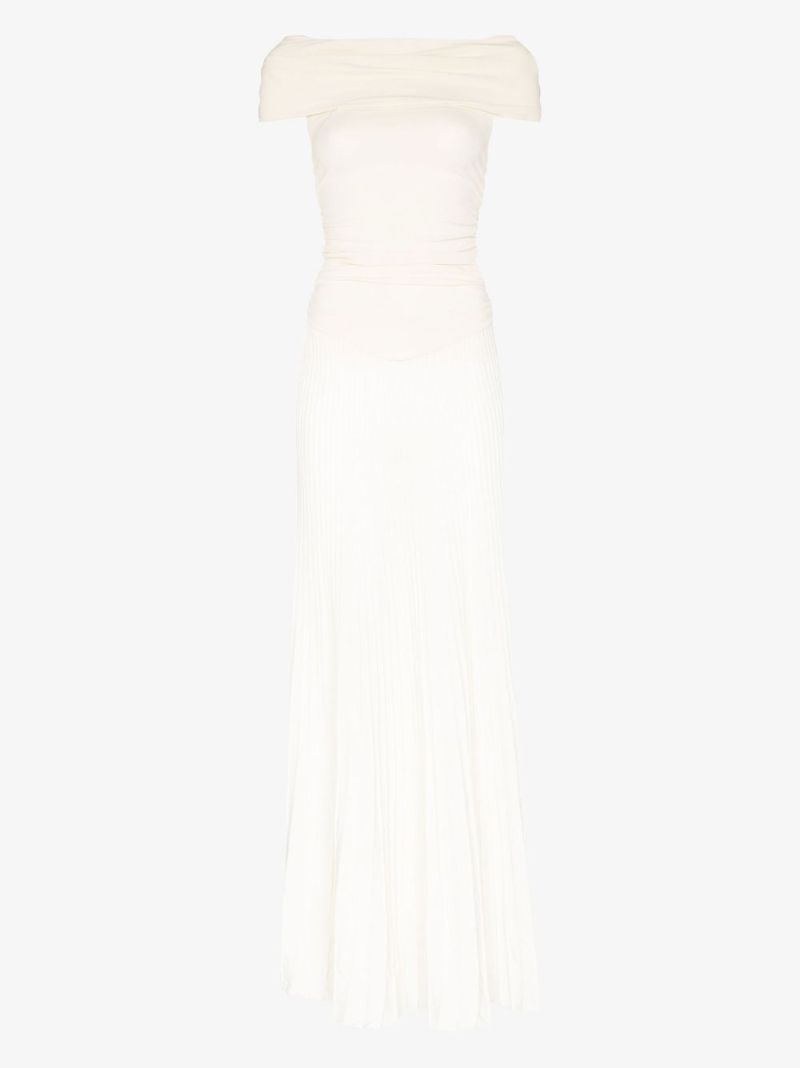 Marca Off-the-shoulder Pleated Gown