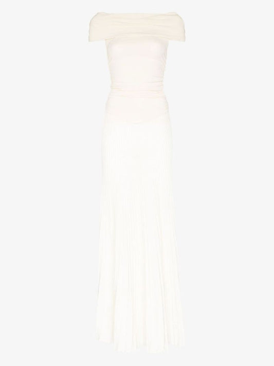 Marca Off-the-shoulder Pleated Gown