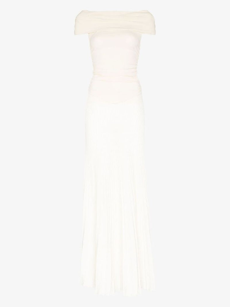 Marca Off-the-shoulder Pleated Gown