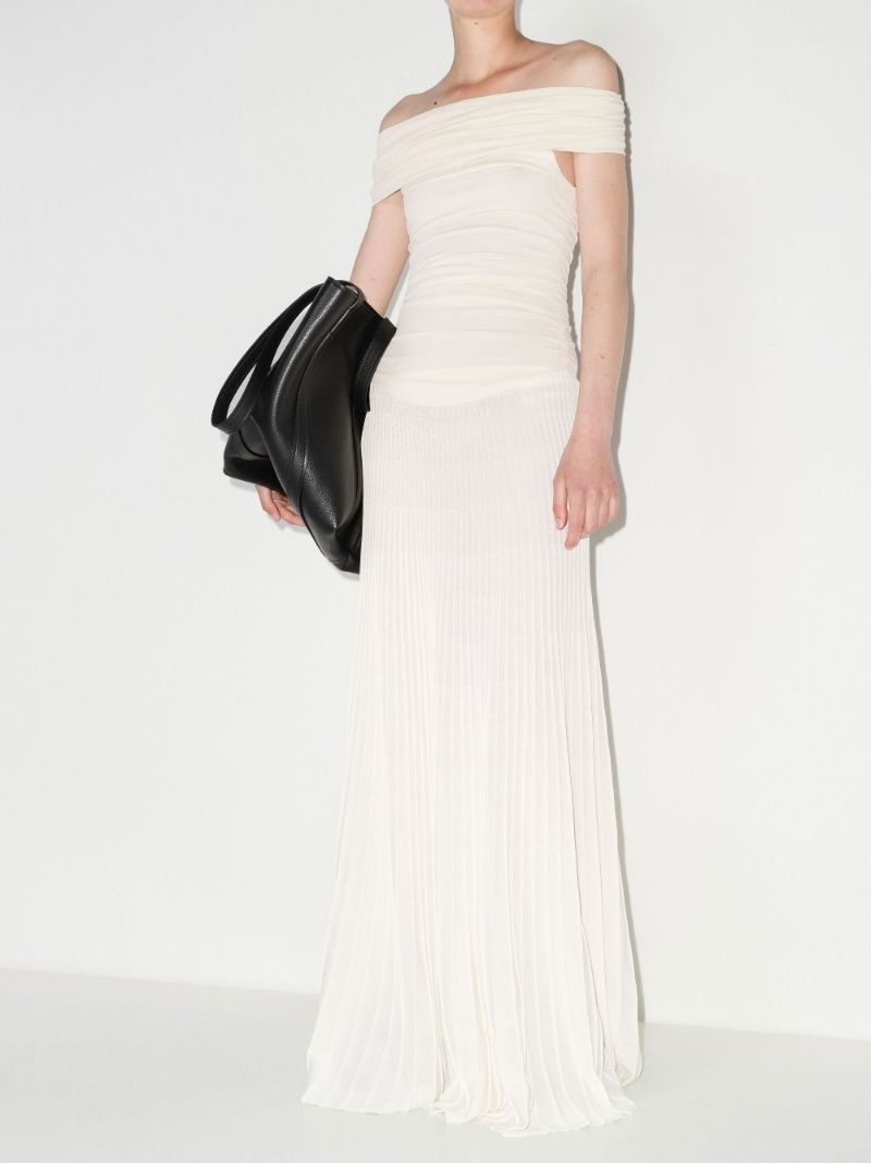 Marca Off-the-shoulder Pleated Gown