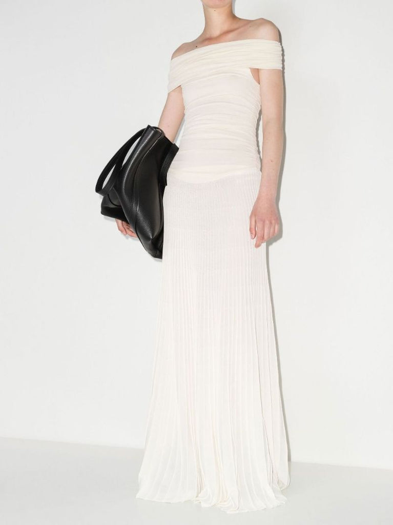 Marca Off-the-shoulder Pleated Gown