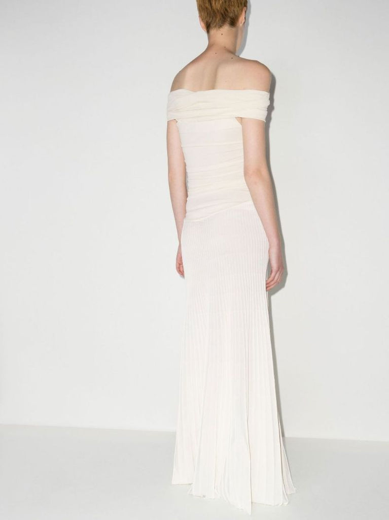 Marca Off-the-shoulder Pleated Gown