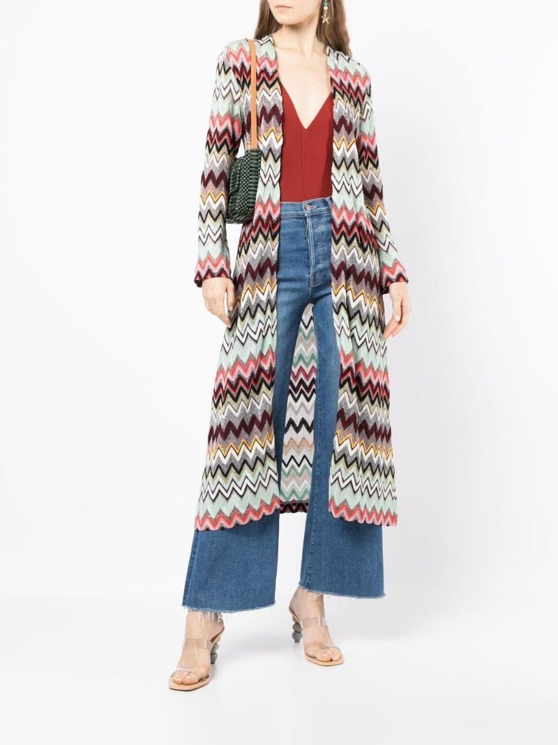 Multicolour Zigzag Pattern Long Cardigan