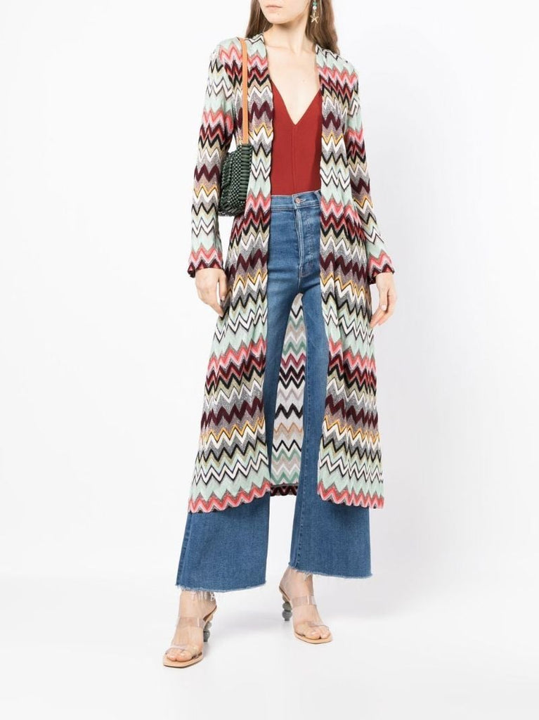 Multicolour Zigzag Pattern Long Cardigan