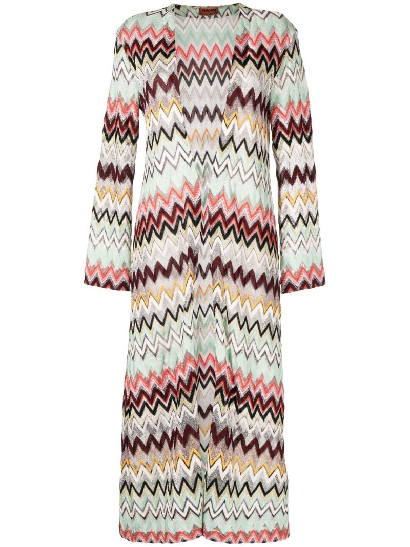 Multicolour Zigzag Pattern Long Cardigan