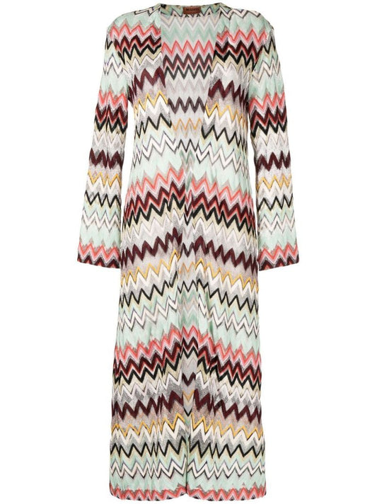 Multicolour Zigzag Pattern Long Cardigan