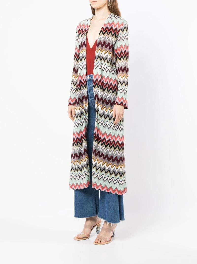 Multicolour Zigzag Pattern Long Cardigan