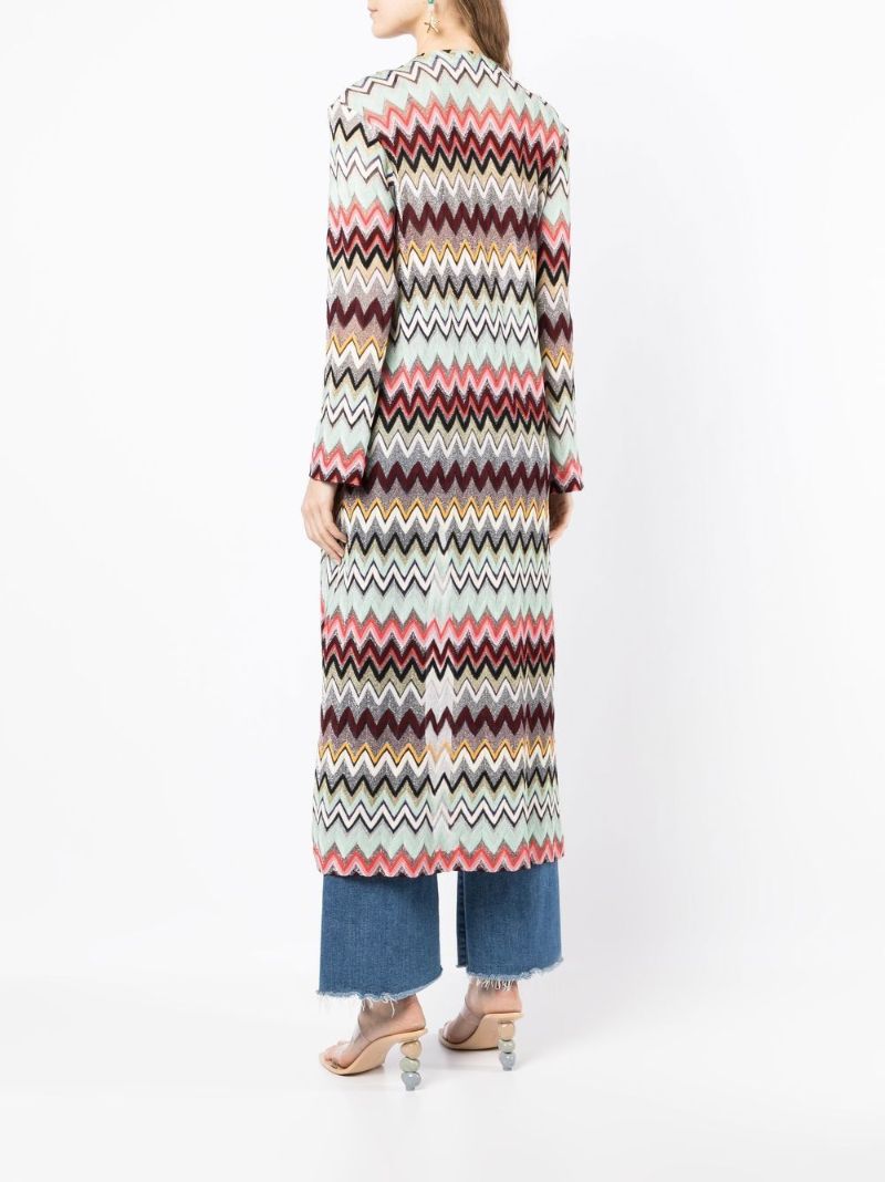 Multicolour Zigzag Pattern Long Cardigan