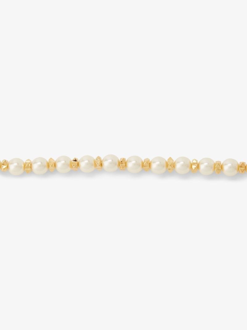 Gold Tone Vlogo Signature Rockstud Pearl Choker
