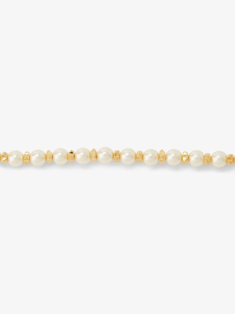 Gold Tone Vlogo Signature Rockstud Pearl Choker