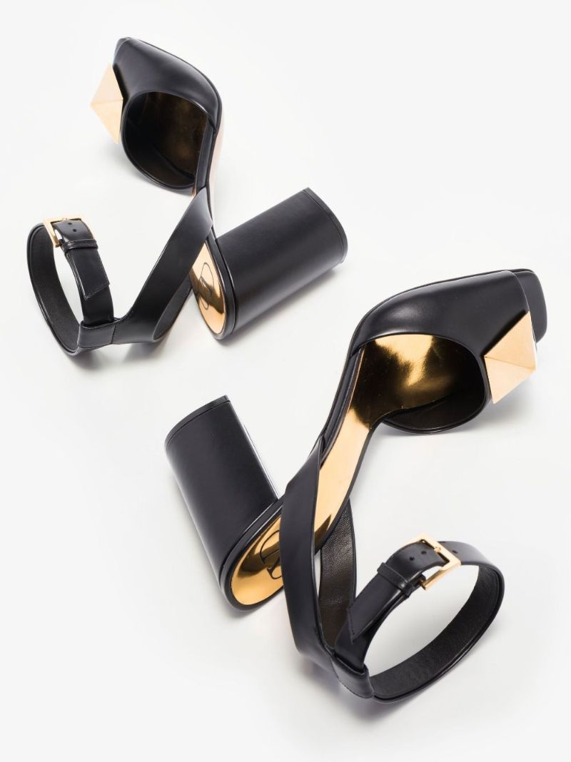 Black One Stud 90 Leather Sandals