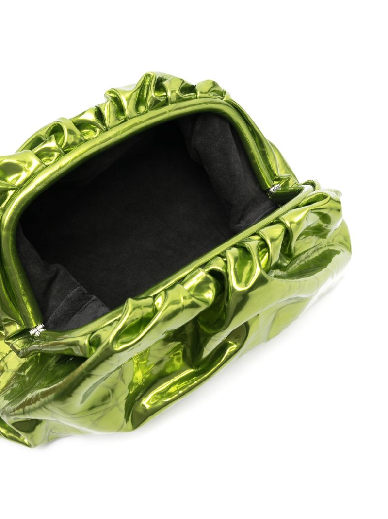Green Teen Pouch Metallic Leather Clutch Bag