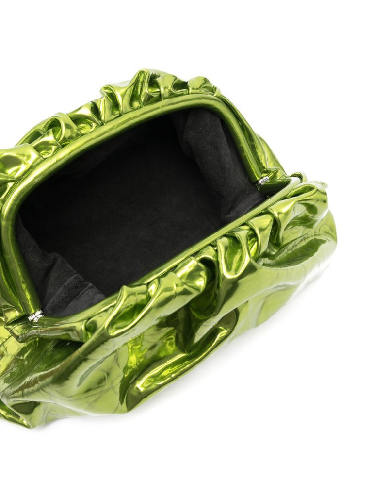 Green Teen Pouch Metallic Leather Clutch Bag