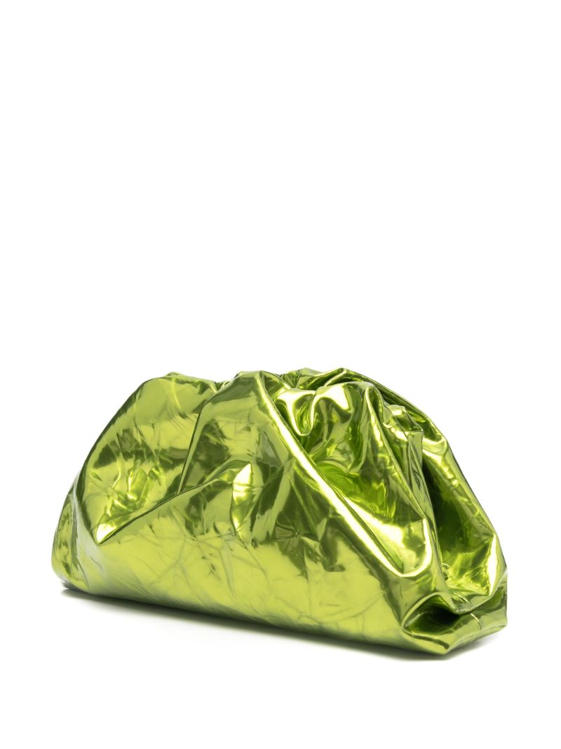 Green Teen Pouch Metallic Leather Clutch Bag