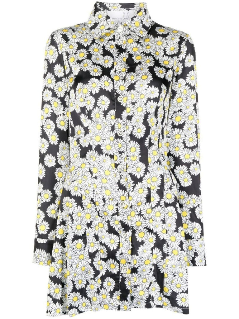 Black Floral Print Mini Dress
