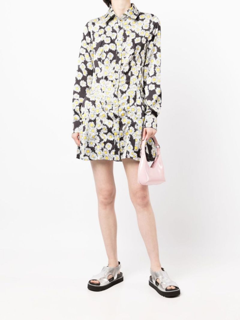 Black Floral Print Mini Dress
