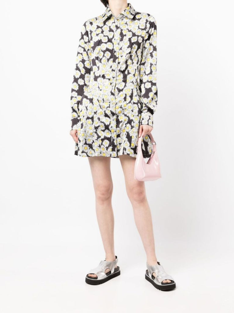 Black Floral Print Mini Dress