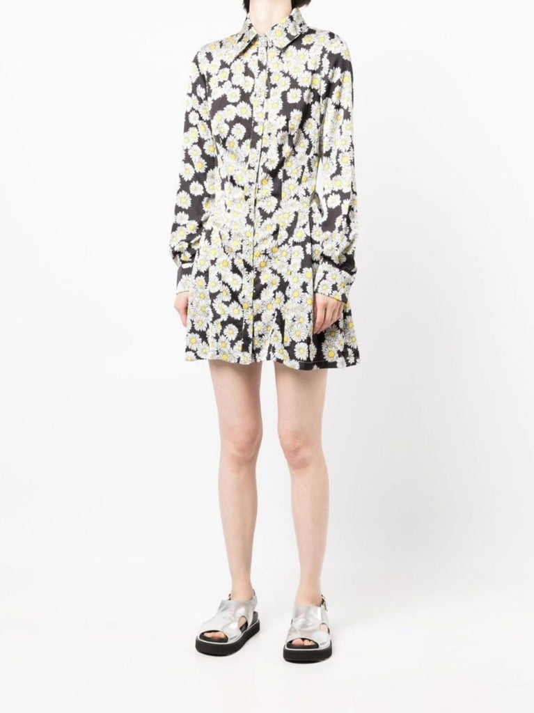 Black Floral Print Mini Dress