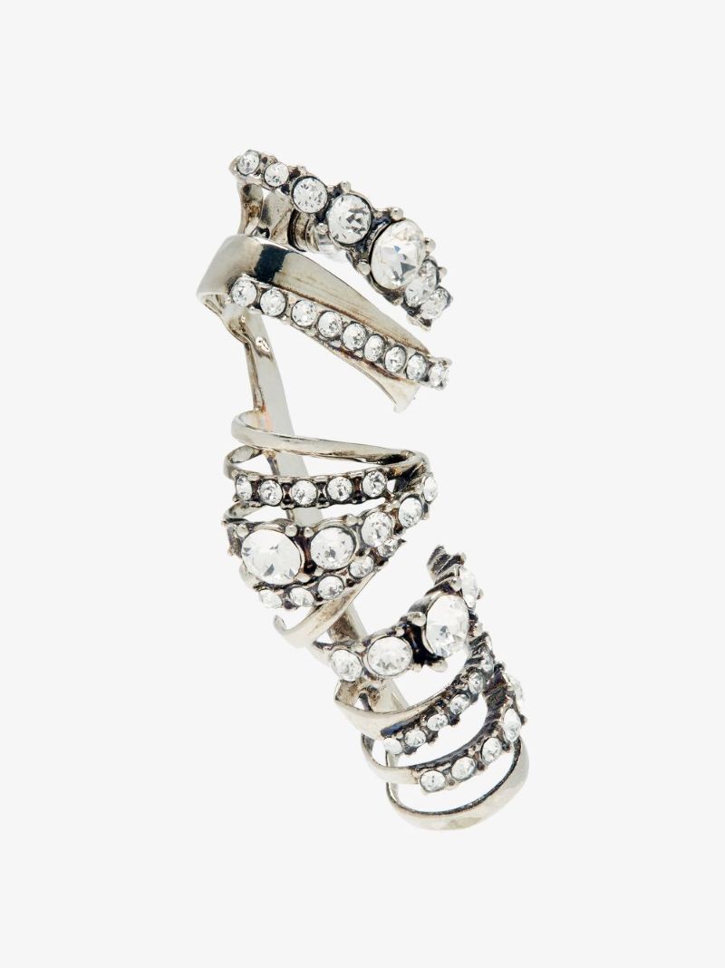 Silver-tone Crystal Ear Cuff