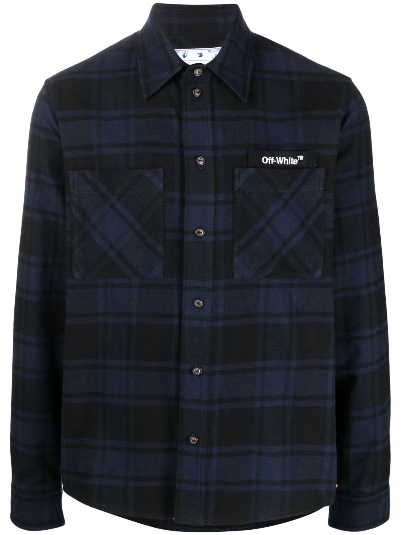 Blue Arrows Check Print Button-down Shirt
