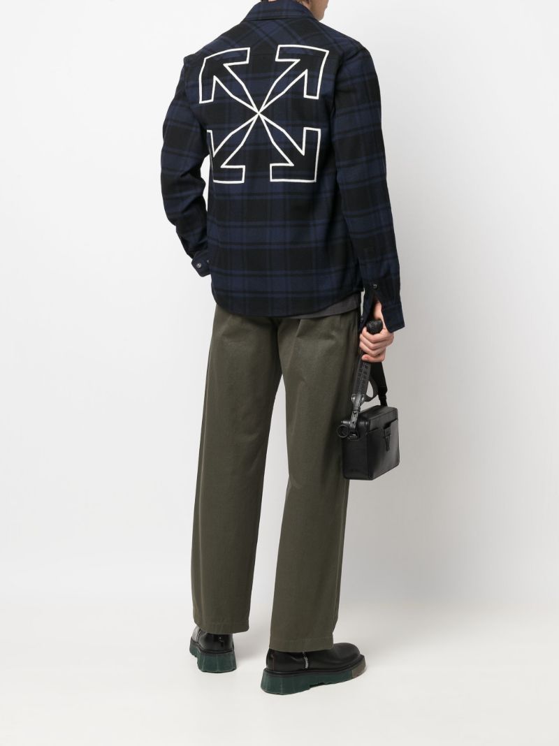 Blue Arrows Check Print Button-down Shirt