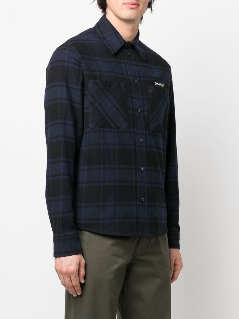 Blue Arrows Check Print Button-down Shirt