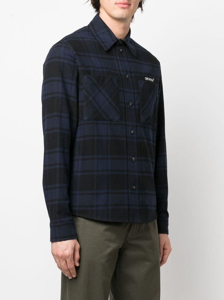 Blue Arrows Check Print Button-down Shirt