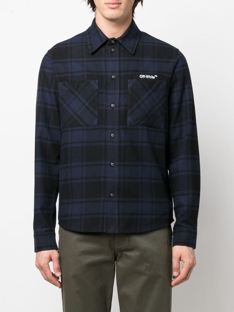 Blue Arrows Check Print Button-down Shirt