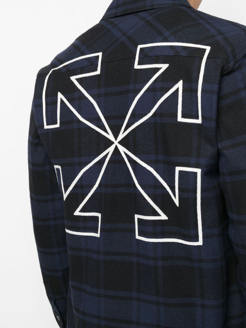 Blue Arrows Check Print Button-down Shirt