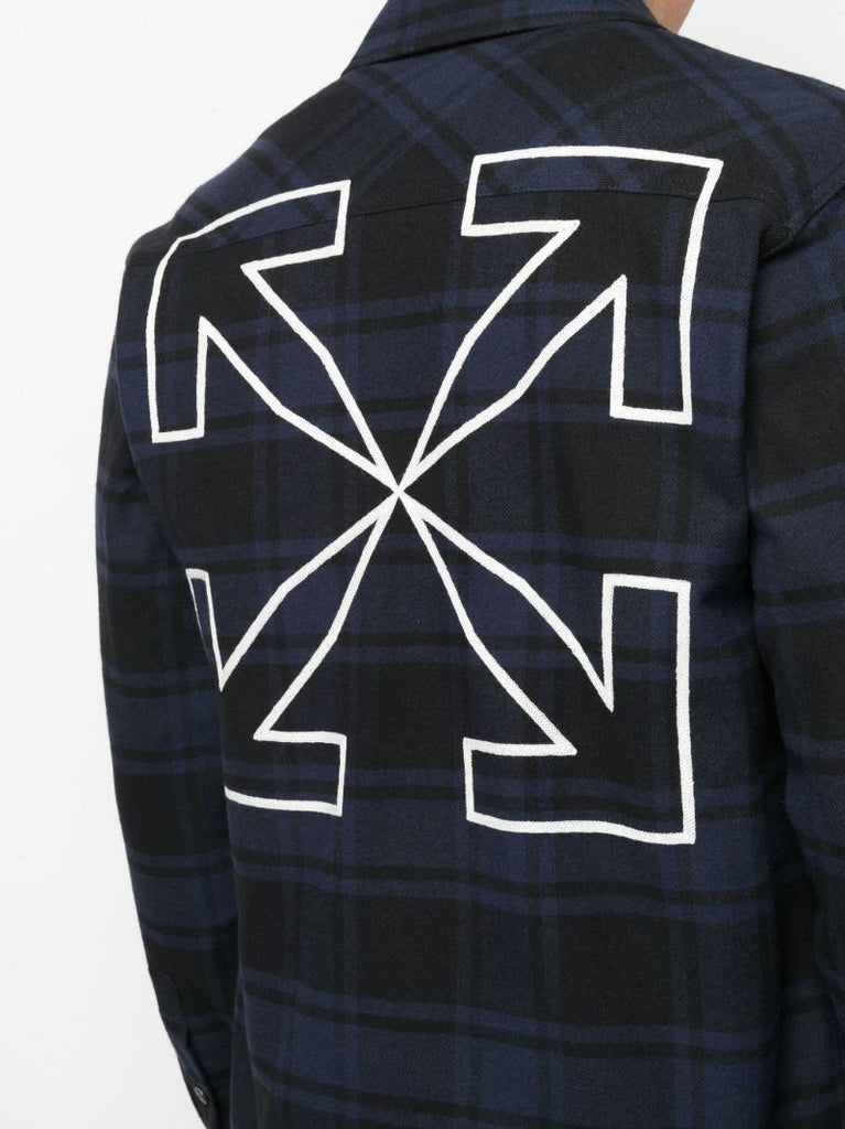 Blue Arrows Check Print Button-down Shirt