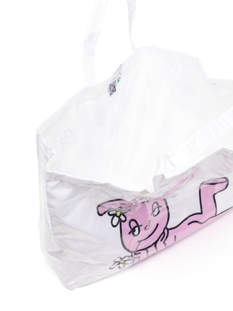 White Bunny Print Maxi Tote Bag