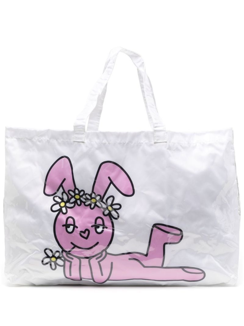 White Bunny Print Maxi Tote Bag