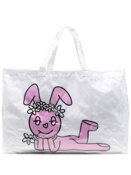 White Bunny Print Maxi Tote Bag