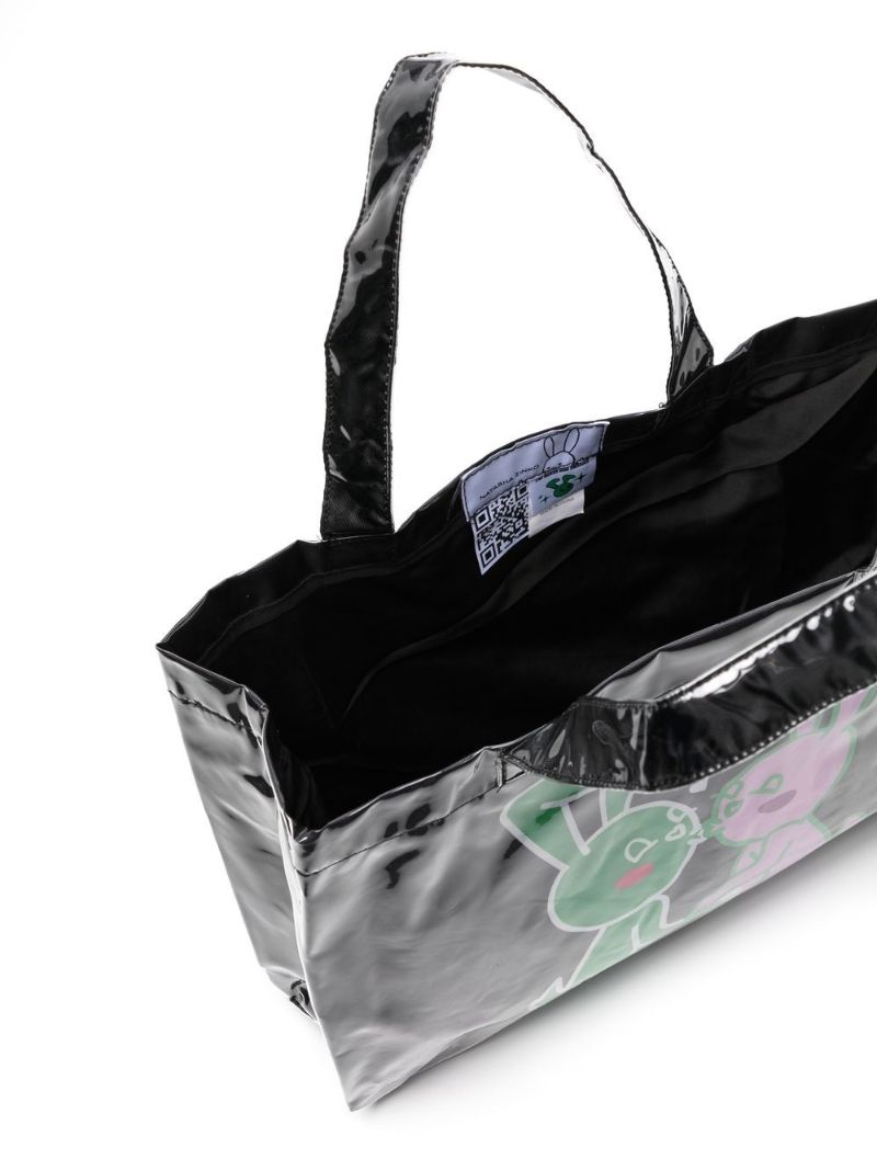 Black Bunny Print Mini Tote Bag