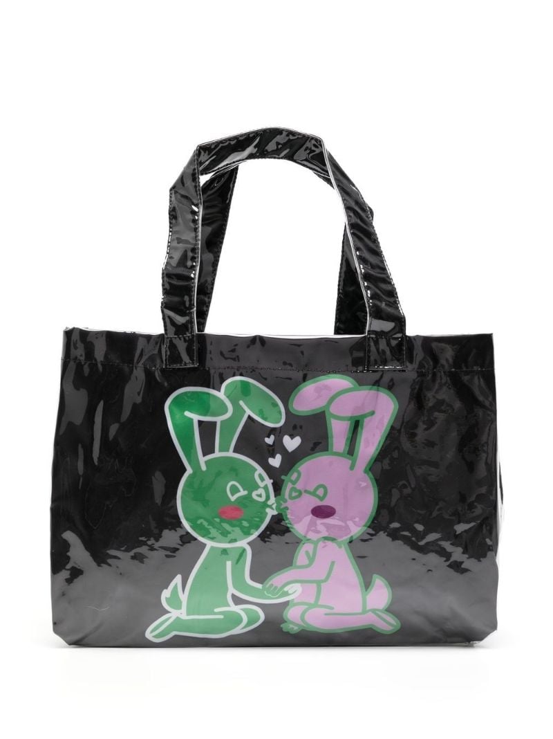 Black Bunny Print Mini Tote Bag