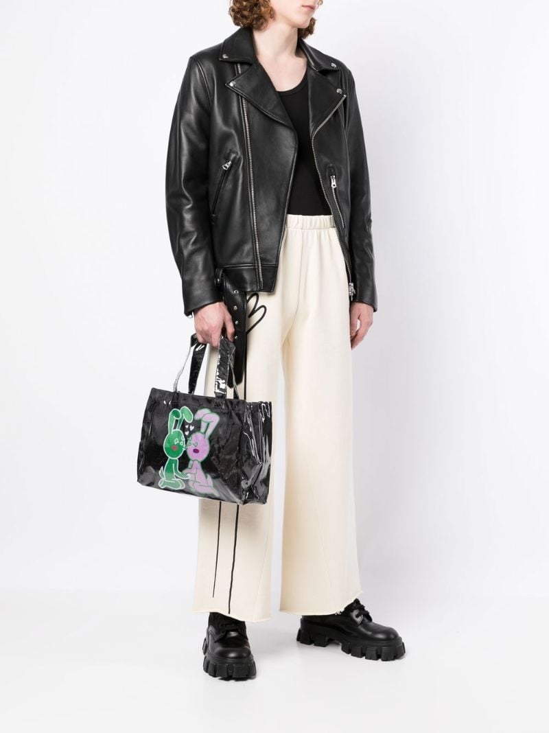 Black Bunny Print Mini Tote Bag