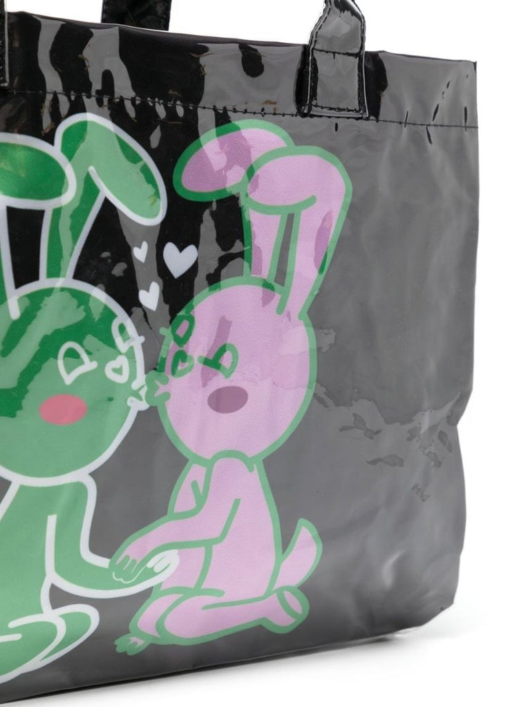 Black Bunny Print Mini Tote Bag