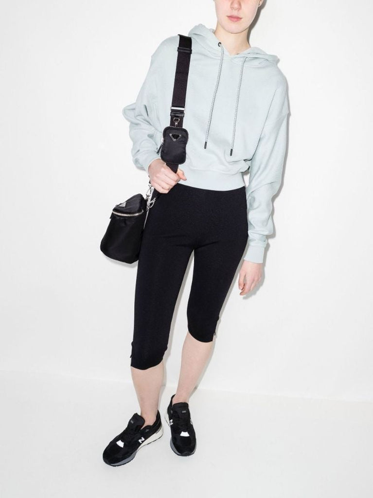 Cropped Logo Cotton Hoodie