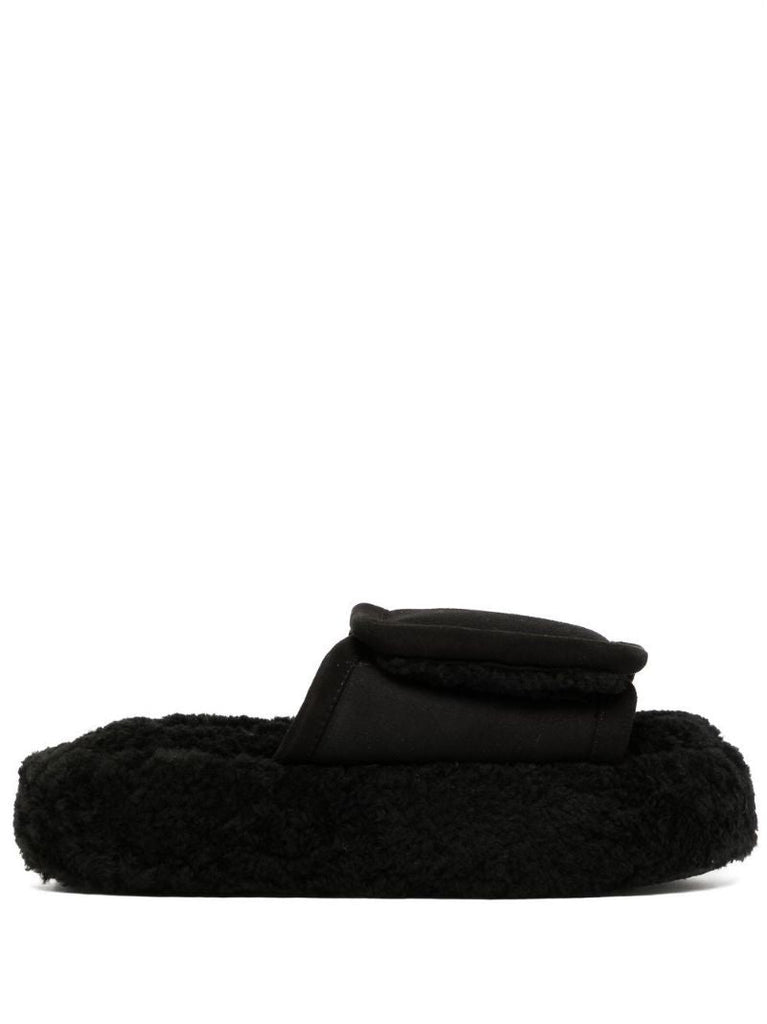 Black Shearling Slippers