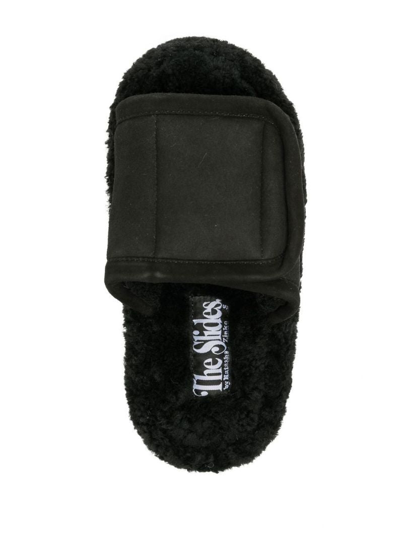 Black Shearling Slippers