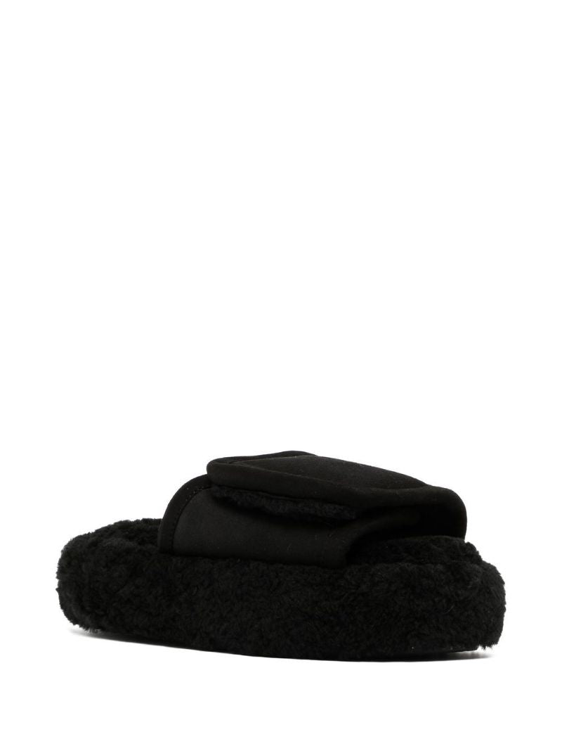 Black Shearling Slippers
